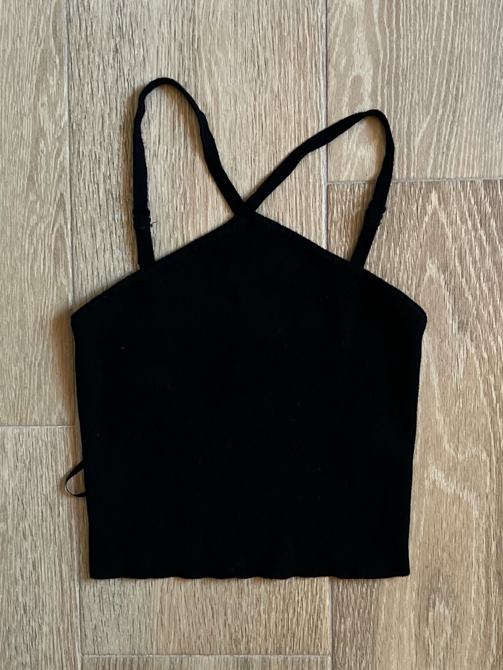 Black Strappy Cropped Tank Top